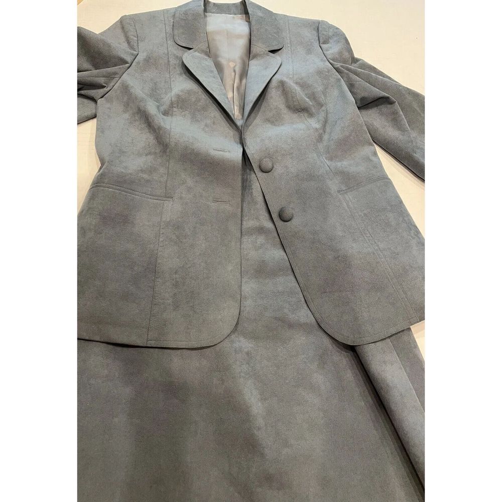 Custom Tailored Princeton Vintage Blazer Women's Blue Faux Suede Jacket 34 Chest